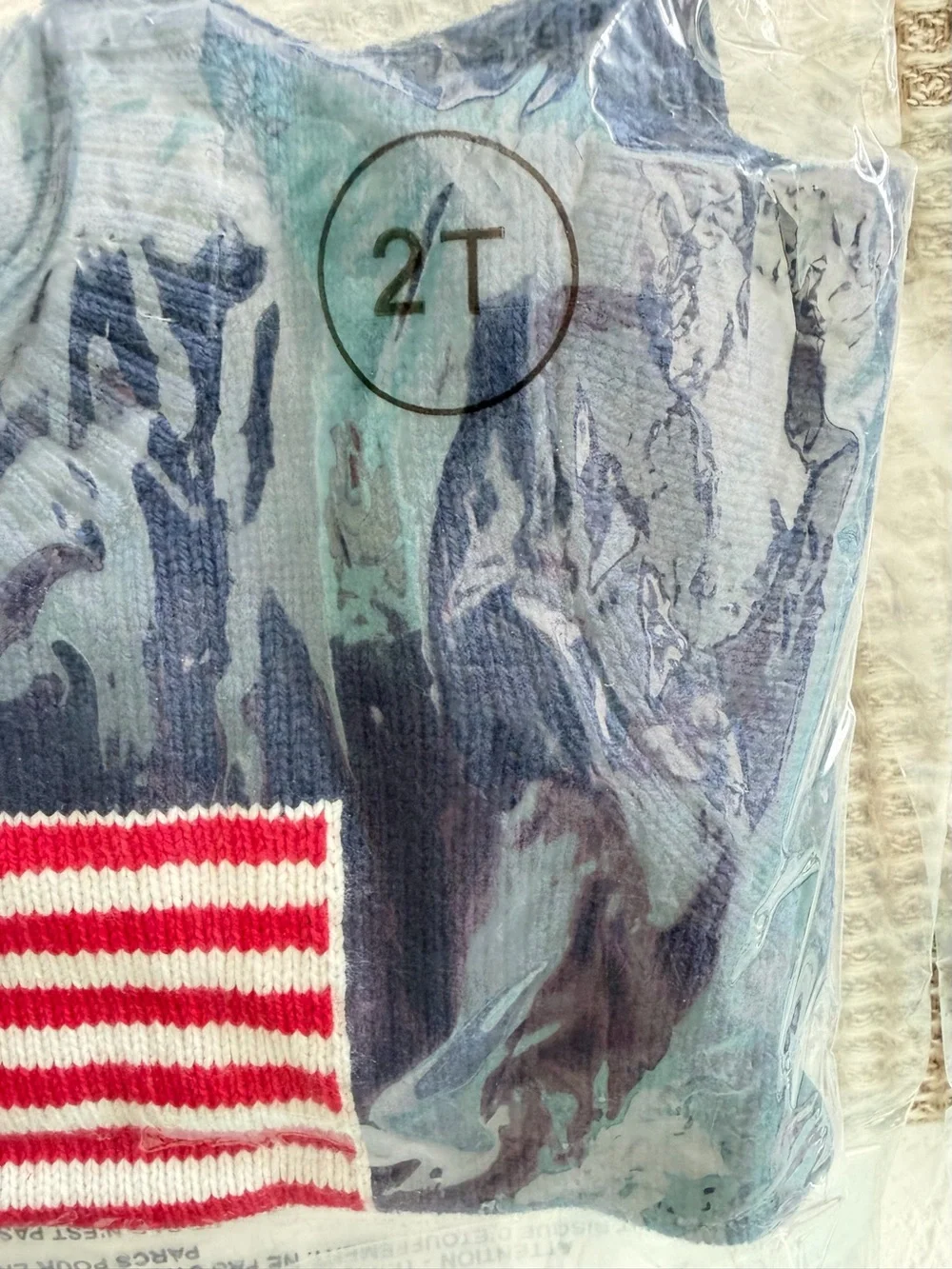 Patriotic American Flag Knit Navy sweater by Janie and Jack two T new package